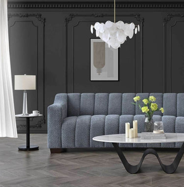 Aluxo Astoria 3-Seater Sofa in Luxurious Iron Boucle Fabric with Deep Channel Stitching - UK Luxury Furniture